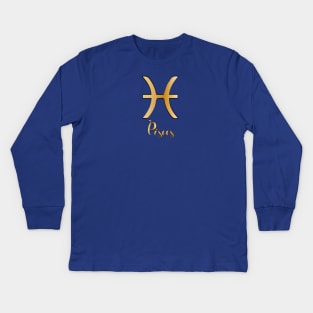 Pisces Zodiac Sign golden Kids Long Sleeve T-Shirt